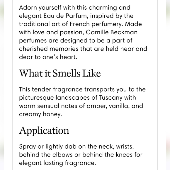 ๐50% OFF๐๐๐ฏNWTโผ๏ธ Camille Beckman brand "Eau de Parfum Tuscany Honey" - Picture 4 of 6